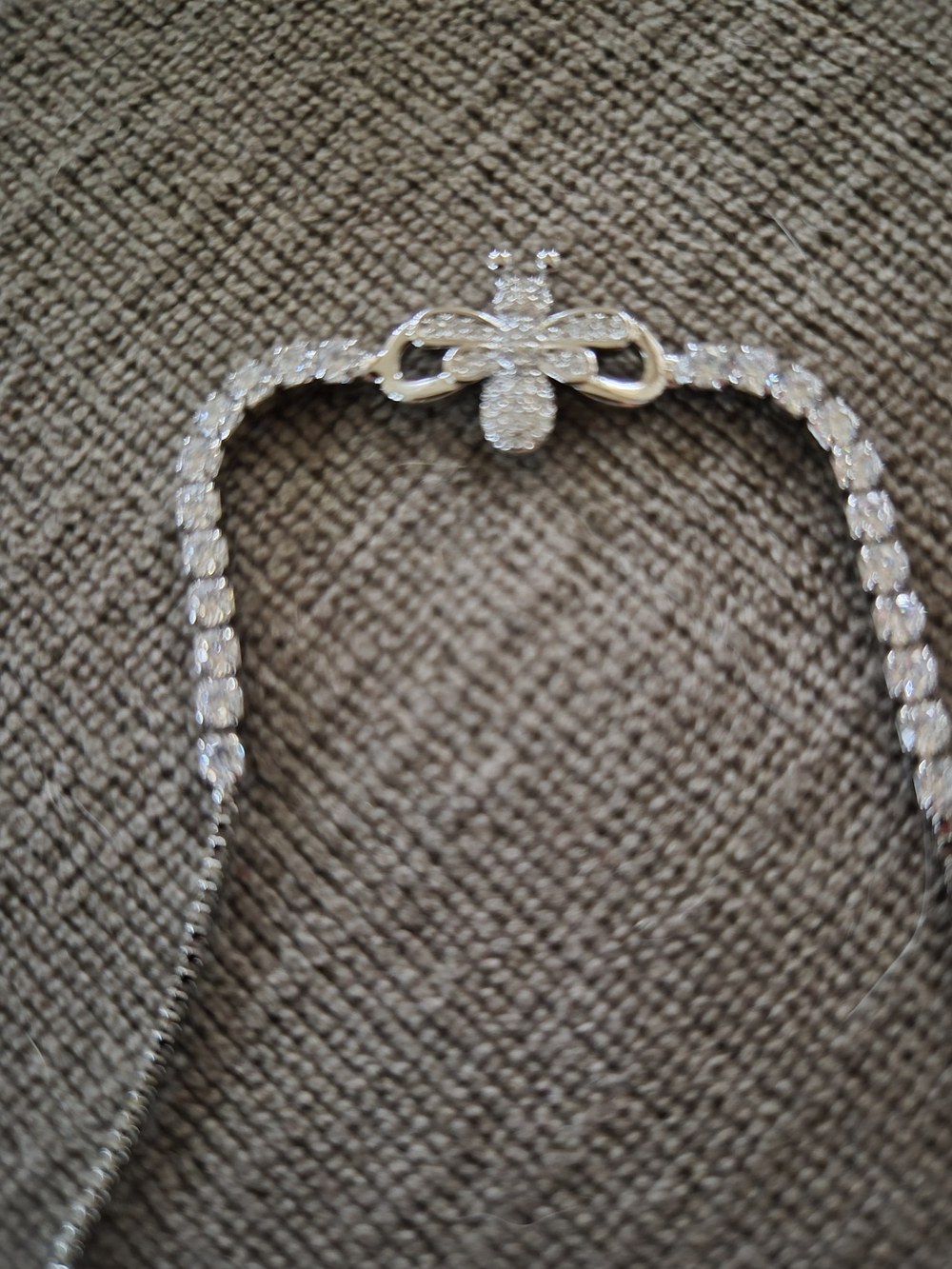Classic Crystal Bow Necklace in Silver